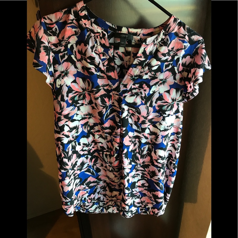 Jcrew floral print silk blouse.